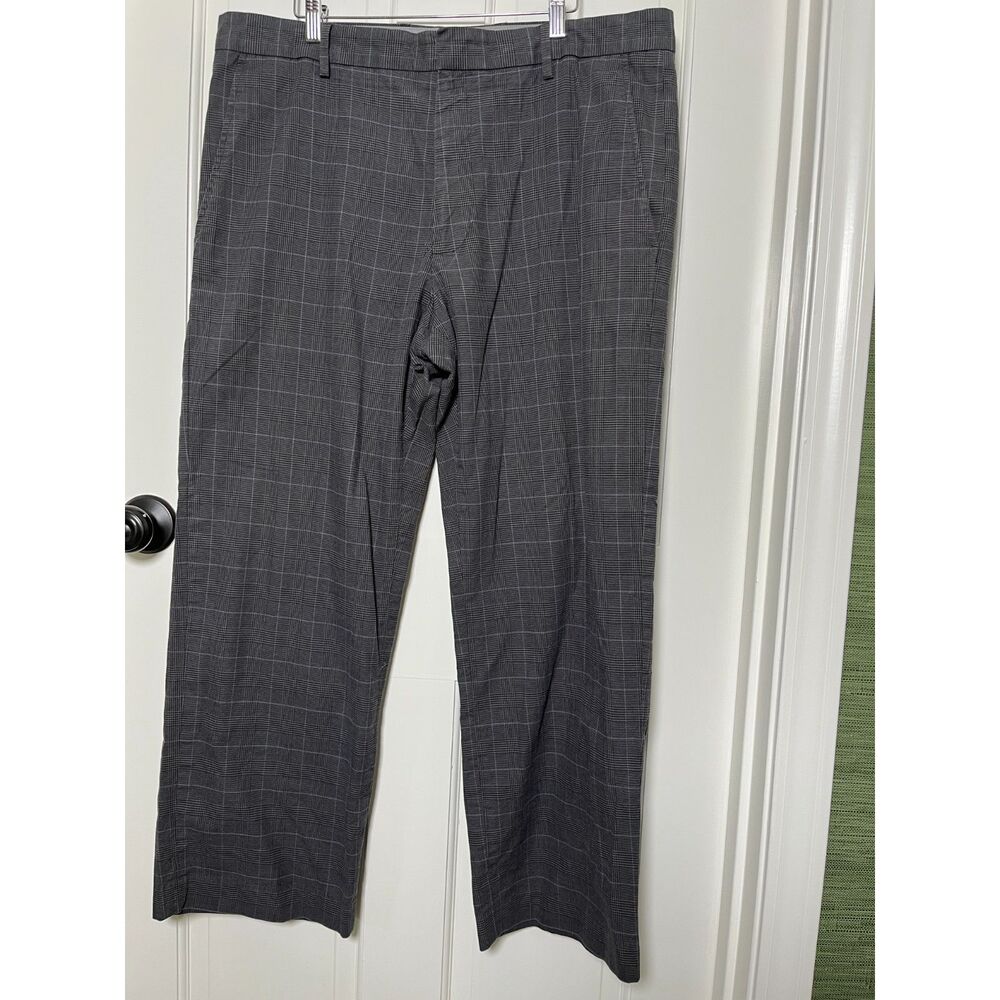 Banana Republic Men's 38x30 Dress Pants Gray Glen Plaid Straight Leg Trousers